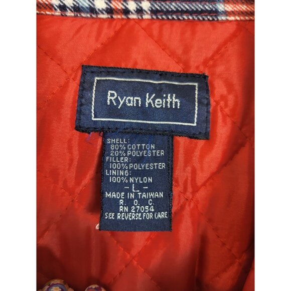 Ryan Keith plaid flannel Shacket Men's L Quilted lined shirt jacket Work Western - Picture 6 of 7